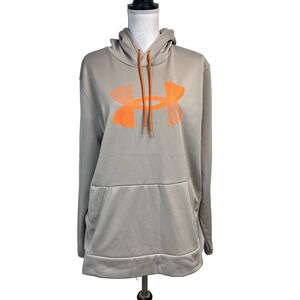 Under Armour Mens Pullover Hoodie size Extra Large Tan Orange Cold Gear Outdoors